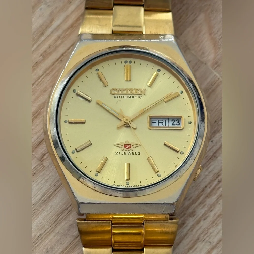 Citizen Eagle 7 Automatic 21 Jewels Rare Vintage Men’s Watch Gold Dial Bracelet